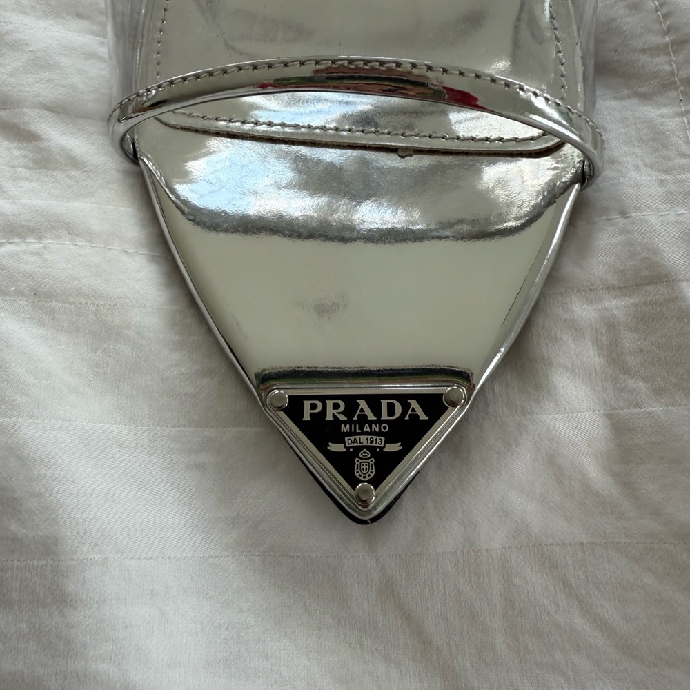 Prada Silver Mules with Transparent Upper - Picture 5 of 7